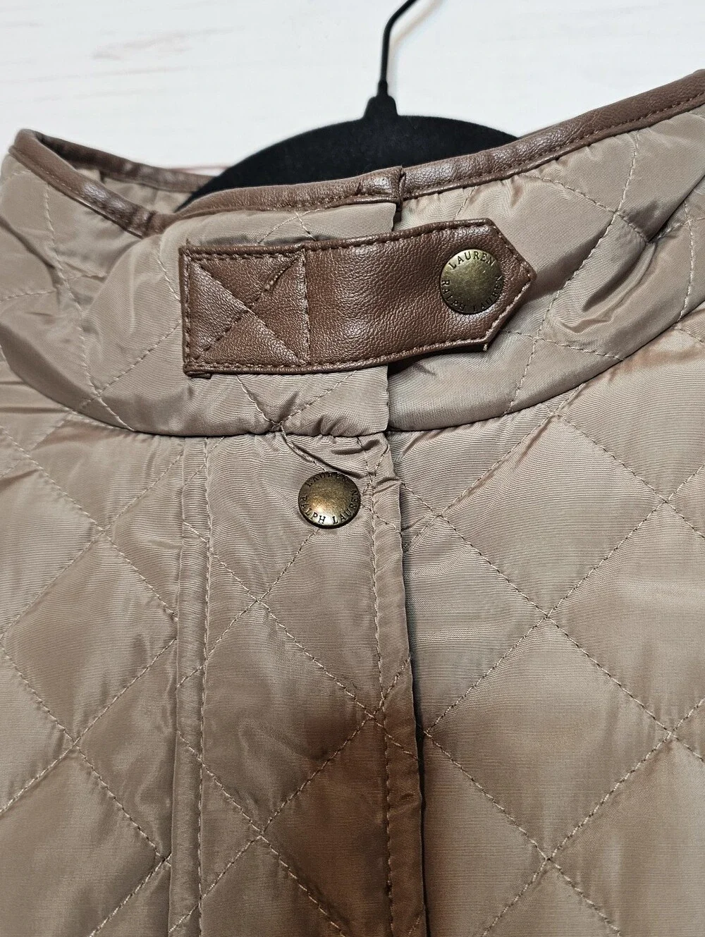 Lauren Ralph Lauren Diamond Quilted Barn Jacket with Faux Leather Trim